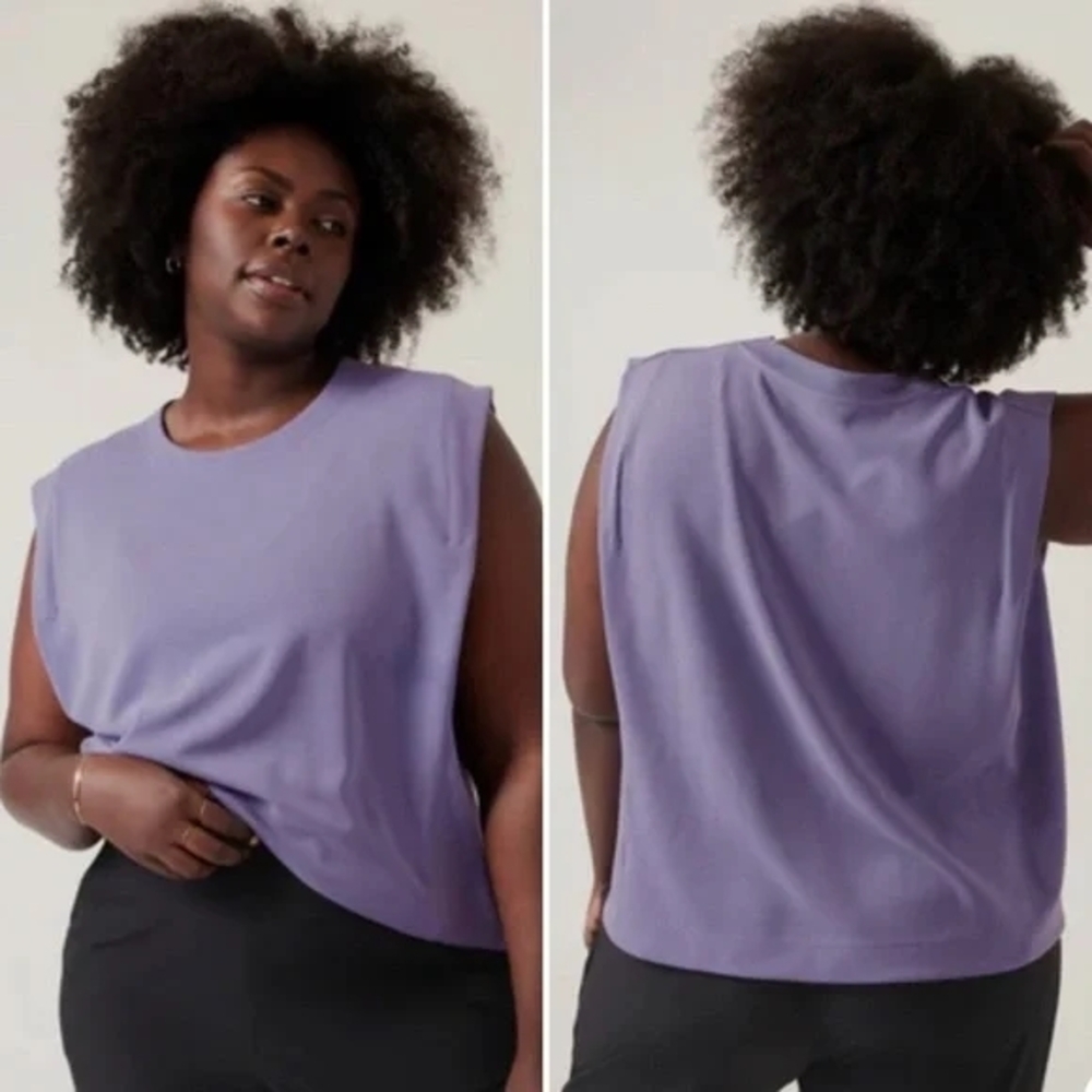 Athleta Seasoft Tank Sweatshirt Crewneck Top Dusk Violet Lavender Purple- Size S